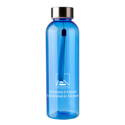 Botella de RPET 500 ml con tapón de acero inox y cordón