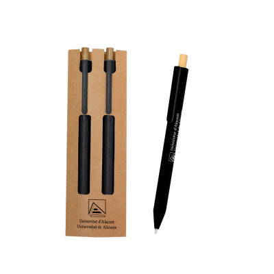 Set bolígrafo y lápiz eterno en estuche de cartón reciclado