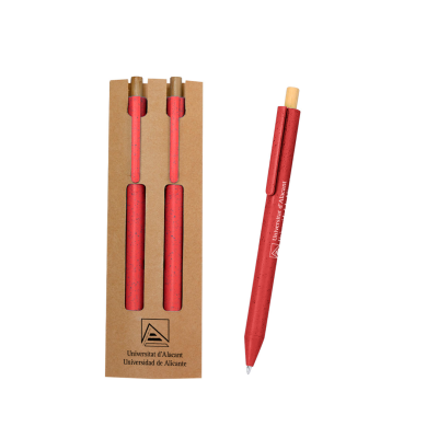 Set bolígrafo y lápiz eterno en estuche de cartón reciclado