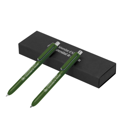 Set bolígrafo y lápiz eterno en estuche negro color