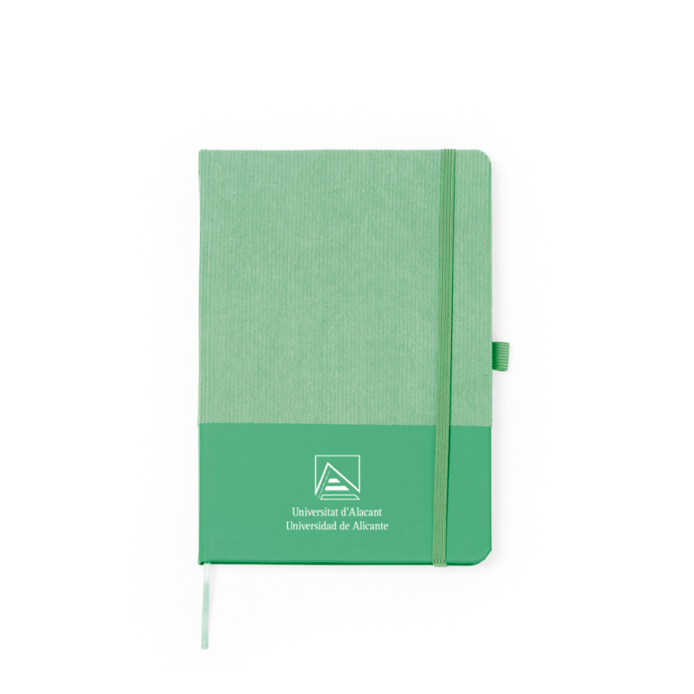 Bloc notas A5 pana, con marcapágina y banda elástica