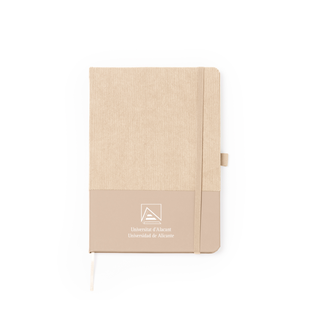 Bloc notas A5 pana, con marcapágina y banda elástica