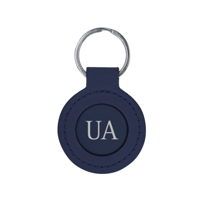 Llavero metálico PU con placa metálica grabado en laser